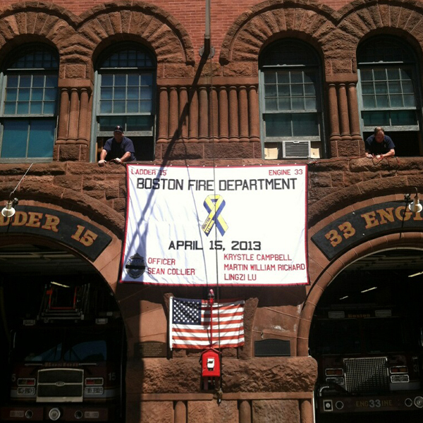 Banner | Boston Fire Dept marathon tribute
