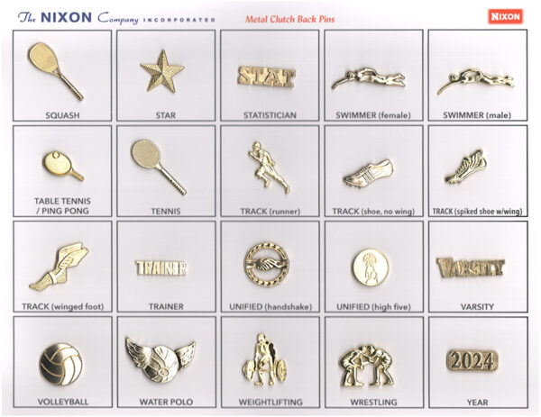 Gold Metal Sport & Activity Pins - The Nixon Company