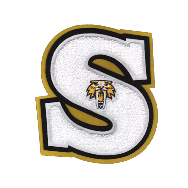 Chenille letter S with insert